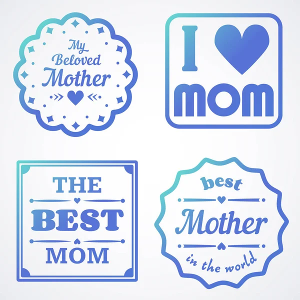 Szczęśliwy dzień matki napis kaligraficzne symbole i odznaki zestaw. Wektor elementów projektu do karty z pozdrowieniami i innych szablonów wydruku. — Wektor stockowy