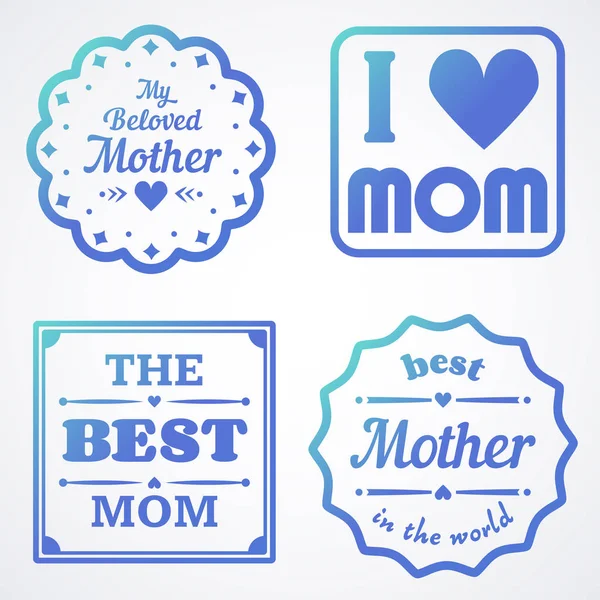 Happy Mothers Day Lettering Calligraphic Emblems and Badges Set (en inglés). Elementos de diseño vectorial para tarjetas de felicitación y otras plantillas de impresión . — Vector de stock