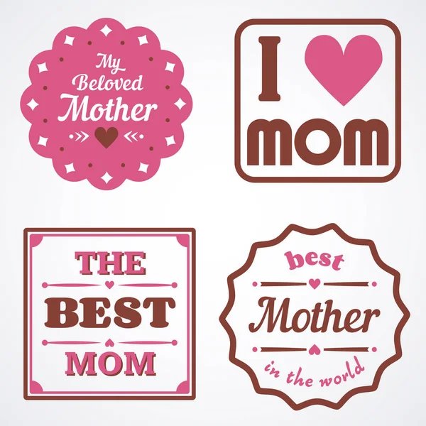 Happy Mothers Day Lettering Calligraphic Emblems and Badges Set. Vector Design Elements For Greeting Card and Other Print Templates. — Stock Vector