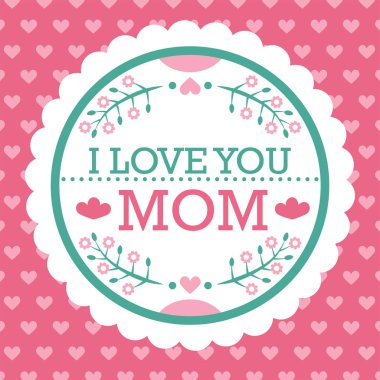 Renkli anne amblemi seviyorum. Vektör tasarım öğeleri için tebrik kartı ve diğer yazdırma şablonları. Tipografi kompozisyon.