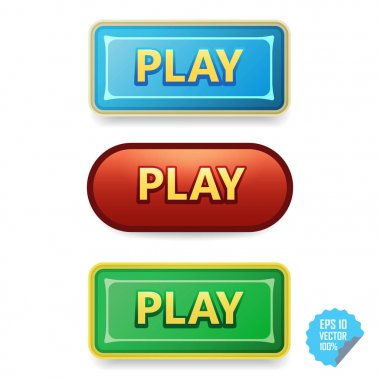 Renkli düğmeler ile oyun tittle. Web ve mobil parlak vektör düğmeleri.