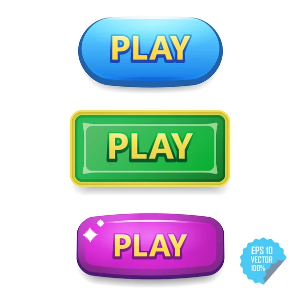 Colorful buttons with Play tittle. Bright vector buttons for web and mobile. — Stock Vector