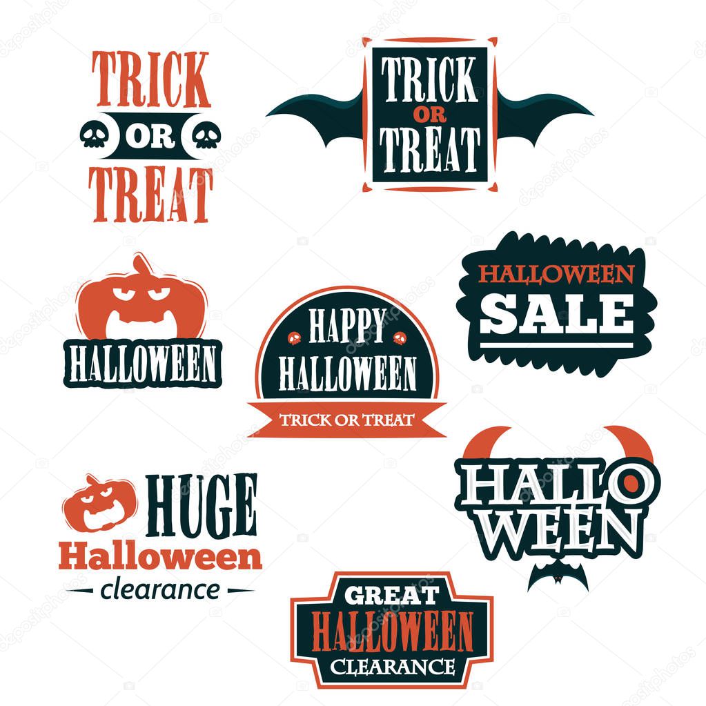 Halloween badge and label sticker collection. Halloween Party, Happy Halloween for sticker, label, banner, greeting card and invitation. Vector illustration