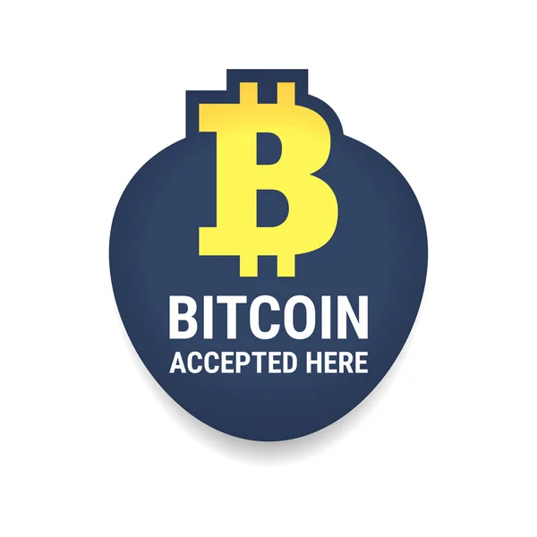 Arany bitcoin digitális valuta, itt elfogadott szöveg. — Stock Vector
