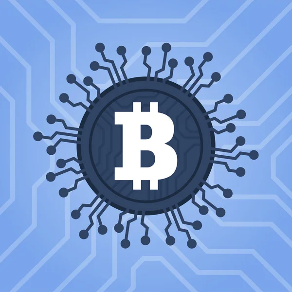 Bitcoins tecnologia moeda digital. Ilustração da rede Blockchain . —  Vetores de Stock