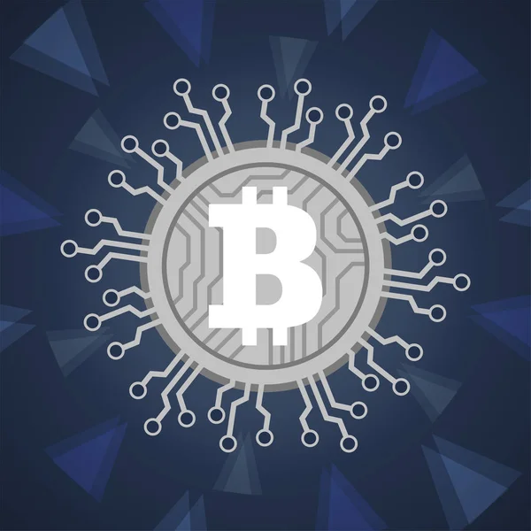 Bitcoins digitális valuta technológia. Blockchain hálózat illusztrációja. — Stock Vector