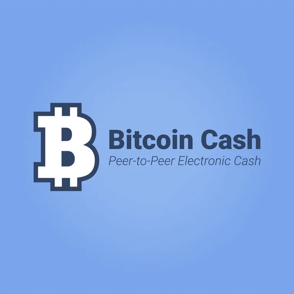 Иконка Bitcoin Cash с названием выделена на синем фоне . Лицензионные Стоковые Иллюстрации