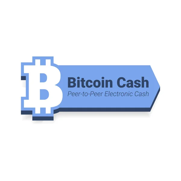 Плоская иконка Bitcoin Cash с названием на белом фоне . Стоковый вектор