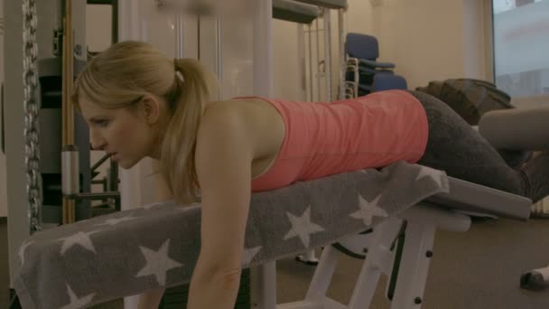 Kvinnlig träning i gym — Stockvideo