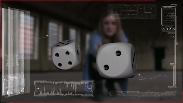 Woman playing dice — Stock Video