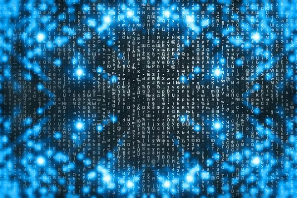 蓝色矩阵数字背景 网络空间概念 — 图库照片