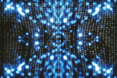 Mavi matris dijital arkaplan. Soyut siber uzay kavramı