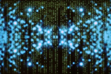 Mavi matris dijital arkaplan. Soyut siber uzay kavramı