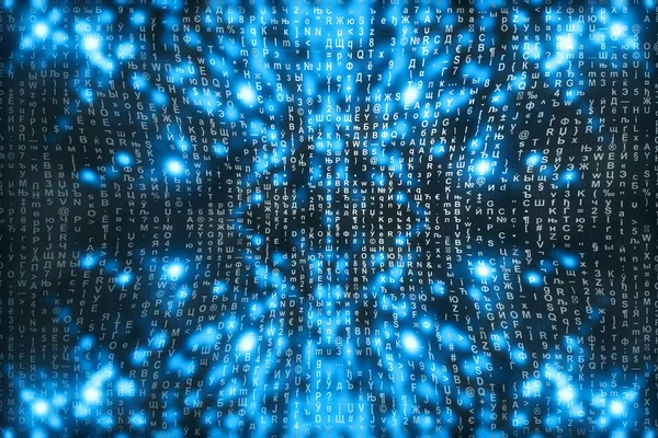 Blauer Matrix Digitaler Hintergrund Abstraktes Cyberspace Konzept Figuren Fallen Matrix — Stockfoto