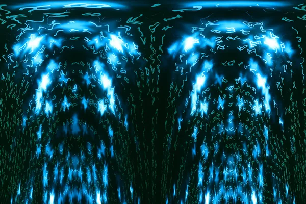Синьо Зелена Матриця Цифровий Фон Концепція Кіберпростору Зелені Символи Падають — стокове фото