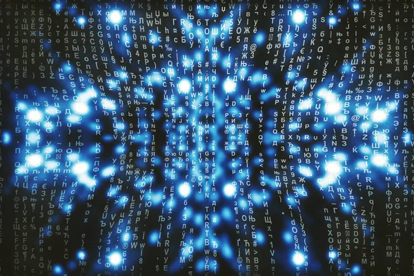 Blue Matrix Digital Background Abstract Cyberspace Concept Characters Fall Matrix — Stock Photo, Image