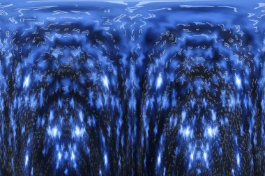 Mavi matris dijital arka plan. Çarpık siber uzay konsepti. Karakterler düşer. Semboller akışından matris. Sanal gerçeklik tasarımı. Karmaşık algoritma veri hackleme. Cyan dijital kıvılcımlar.