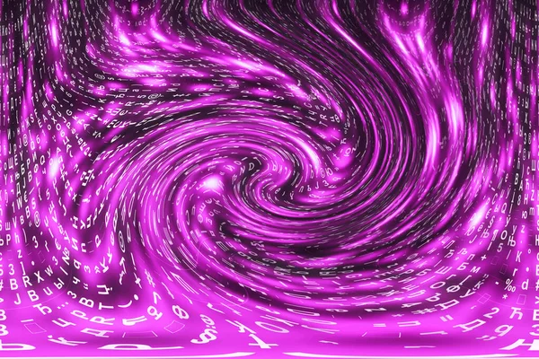Pink Matrix Digital Background Distorted Cyberspace Concept Characters Fall Wormhole — Stock Photo, Image