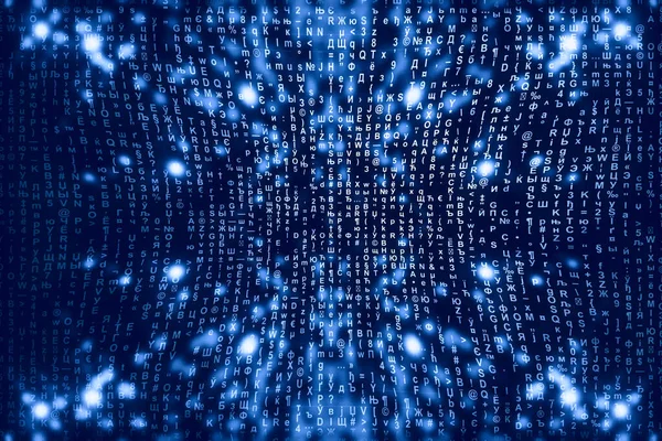 Blue Matrix Digital Background Abstract Cyberspace Concept Characters Fall Matrix — Stock Photo, Image