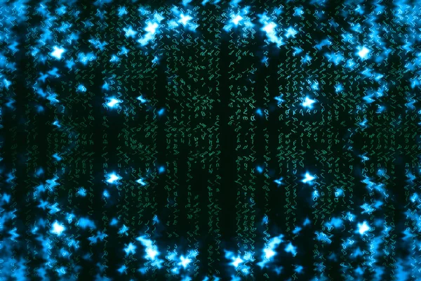 Blue Green Matrix Digital Background Abstract Cyberspace Concept Green Characters — Stock Photo, Image