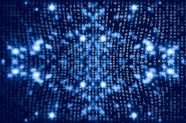 Blauer Matrix Digitaler Hintergrund Abstraktes Cyberspace Konzept Figuren Fallen Matrix — Stockfoto