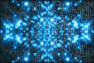 Mavi matris dijital arkaplan. Soyut siber uzay kavramı.