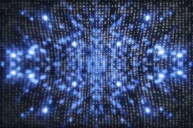 Mavi matris dijital arkaplan. Soyut siber uzay kavramı.