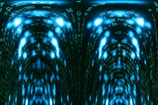 Fundo Digital Matriz Azul Conceito Abstrato Ciberespaço — Fotografia de Stock