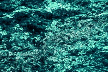 Vintage azure background. Rough painted wall of turquoise color. Imperfect plane of cyan colored. 