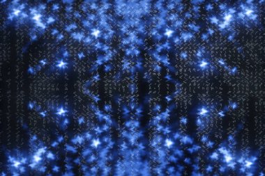 Blue matrix digital background. Abstract cyberspace concept. Matrix from symbols stream.