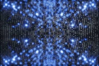 Blue matrix digital background. Abstract cyberspace concept. Matrix from symbols stream.