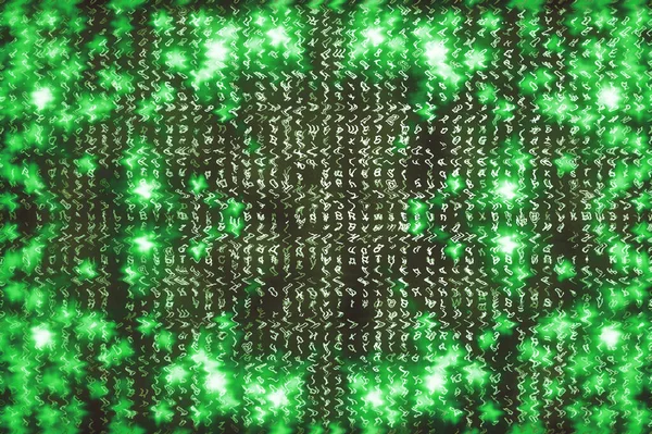 Green Matrix Digital Background Abstract Cyberspace Concept Matrix Symbols Stream — 스톡 사진