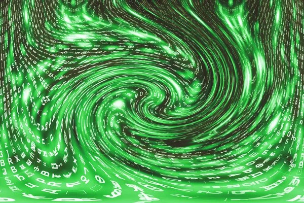 Зелений Матричний Цифровий Фон Концепція Кіберпростору Викривленими Спотвореннями Дизайн Віртуальної — стокове фото