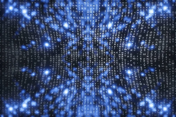 Blue Matrix Digital Background Abstract Cyberspace Concept Matrix Symbols Stream — Stok fotoğraf