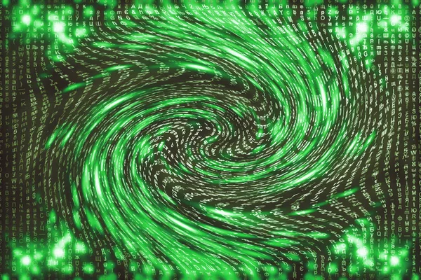 Green Matrix Digital Background Distorted Cyberspace Concept Hacked Matrix Virtual — ストック写真