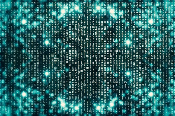Kék Mátrix Digitális Háttér Absztrakt Kibertér Koncepció Karakterek Leesik Mátrix — Stock Fotó