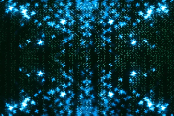 Blue Green Matrix Digital Background Abstract Cyberspace Concept Green Characters — Stock Photo, Image
