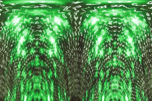 Green Matrix Digital Background Distorted Cyberspace Concept Characters Fall Matrix — Stock Photo, Image