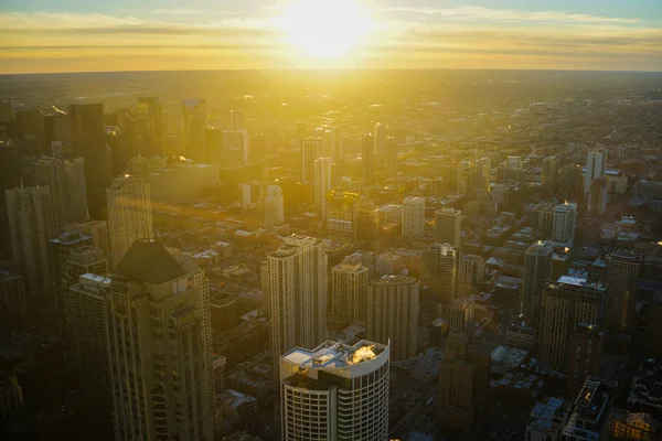 Atardecer de Chicago Downtown Skyline — Foto de Stock