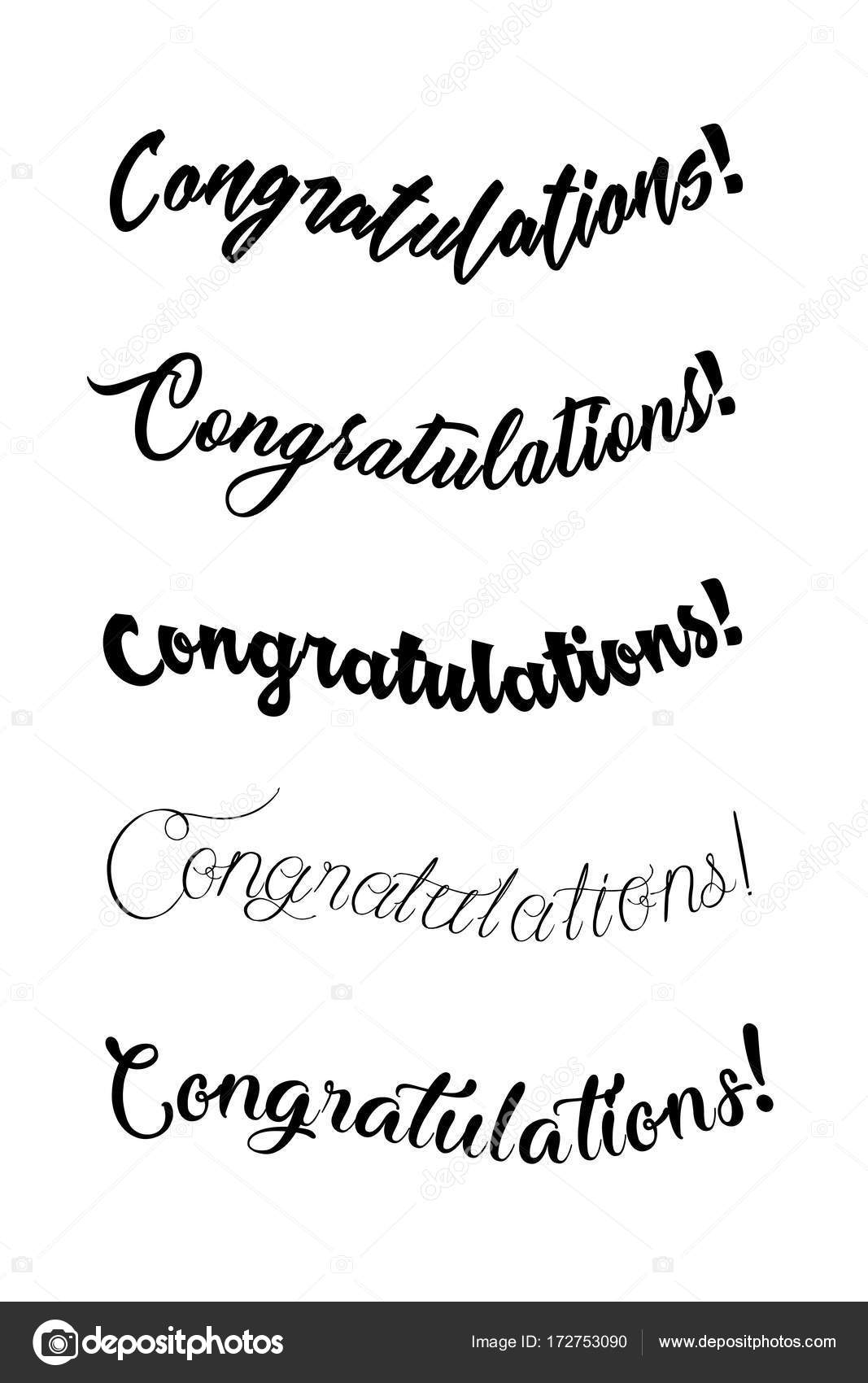 Congratulations Card Calligraphy Handwritten Lettering Phrase — Stock