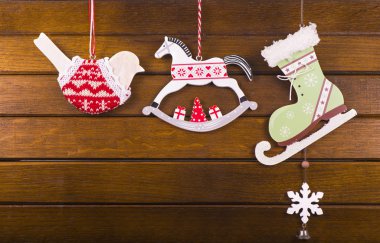 Noel dekorasyon ahşap üzerinde