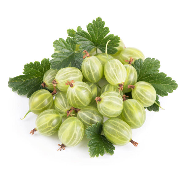 gooseberry fruits with leaf on white