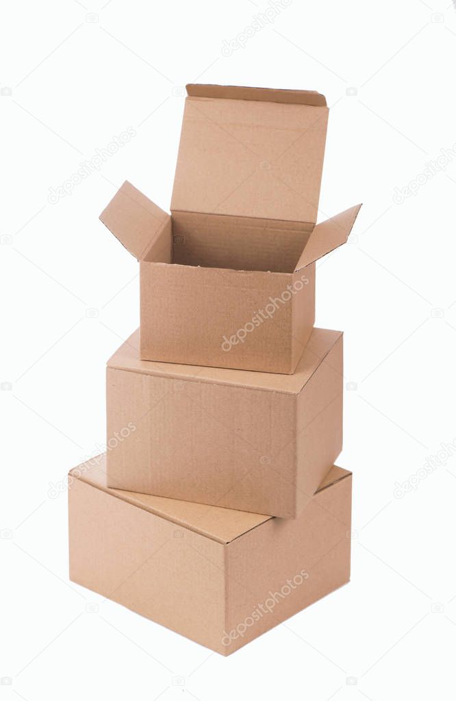 cardboard box isolated on a white background.
