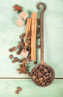 Anason star, tarçın ve kahve çekirdekleri