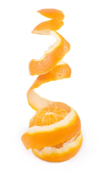 Orange Orange Peeled Skin Isolated White Background — Stock Photo, Image