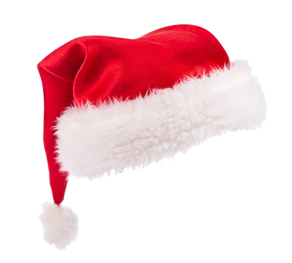Einzelner Weihnachtsmann roter Hut isoliert auf weißem — Stockfoto