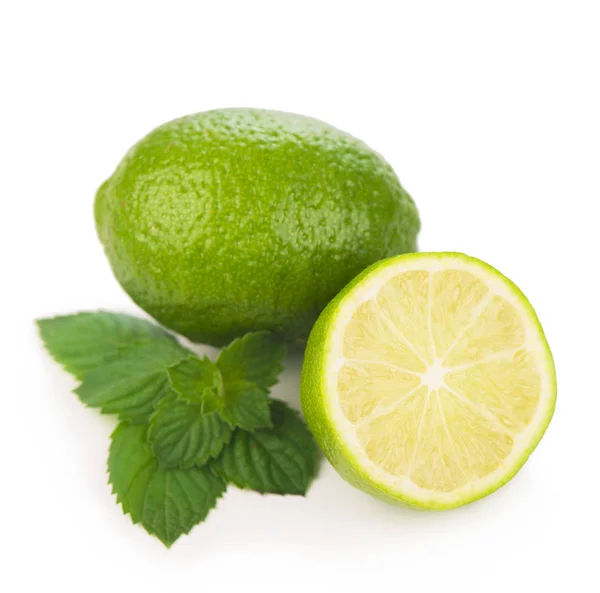 Half of lime citrus fruit. Lime cut isolated on white — Stock Photo, Image