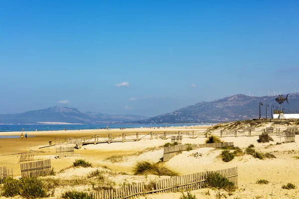 Sandy dunes of the beach at Tarifa. — Stock Photo, Image