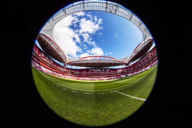 Lisbon, Portekiz - 10 Şubat 2018: Sport Lisboa e Benfica, takımıdır,'Estdio da Luz Lizbon, Portekiz Premier Ligi Portekiz spor. Balık perspektif göz.  