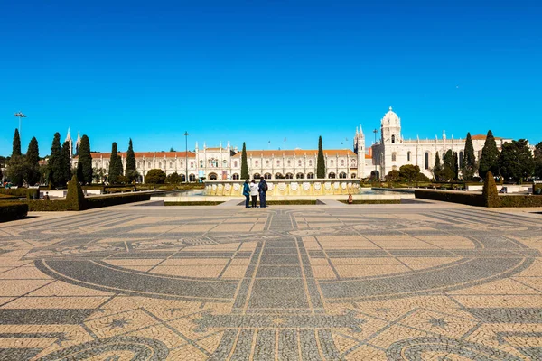 Intricato Mosaico Terreno Dal Discoveries Monument Nella Zona Belem Lisbona — Foto Stock